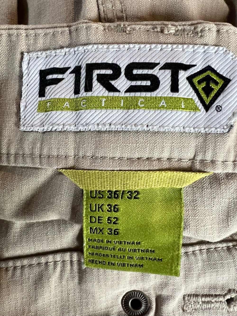 First Tactical Khaki Cargo Pants Mens W36 L32 - Picture 5 of 7